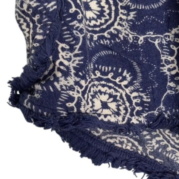 Chip & Pepper Size M Shorts Womens Blue Boho Mandela Print Fringe Elastic Waist - Picture 2 of 6